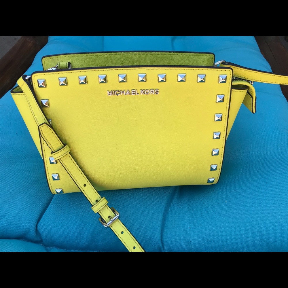 Michael Kors Selma Canary Yellow Studded Bag